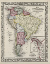 Map of South America showing its political divisions from Mitchell